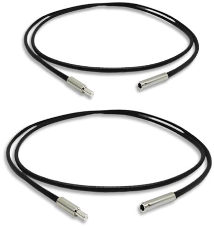 UYVPAER 2 Stück Lederkette Mit Verschluss, 3mm Kette Herren Und Damen Leder Halskette Zwei Größen,Schwarz Kautschuk Halsband Mit Edelstahl Verschluss, Für Frauen,Männer