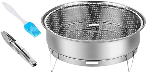 Misaakoeq BBQ Grill Holzkohle,Holzkohle BBQ Grills | Edelstahl-Barbecue-Grill klappbar,Abnehmbarer Außengrill, multifunktionaler großer Grill für Outdoor-Wanderpicknick-Camping