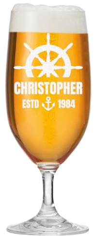 polar-effekt Pilstulpe 0,3 Liter mit personalisierter Gravur - Männergeschenk für Biertrinker - Bierglas für Pils, Lager & Export - Geschenk zum Geburtstag