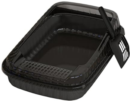 Qianly Cat Litter Box Kitten Toilet Detachable Cat Sand Box Semi Enclosed Cat Toilet Pet Litter Tray for Small Medium Large Cats, black