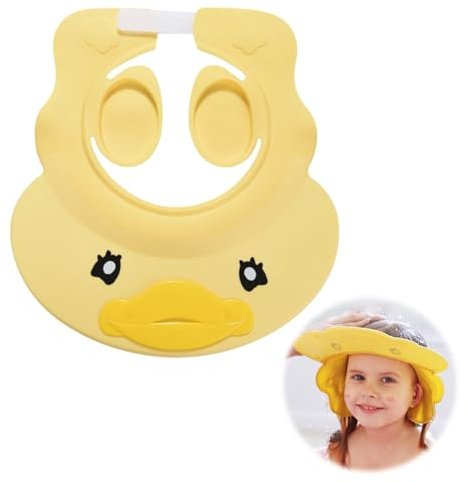 Kids Shower Cap,Baby Shampoo Bath Head Yellow Duck Cartoon Shield,Washing Hair Hat Protection Ear Visor,Adjustable Wash Aids Accessories Caps,for Protector Babyshowercaphat Stop Water in Eye and Ear