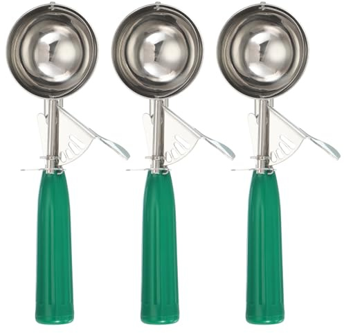 sourcing map 3 Pcs Cookie Scoops, Ice Cream Scoop with Trigger for Baking Cookie Dough Rice Pudding Kitchen Gadget, Green