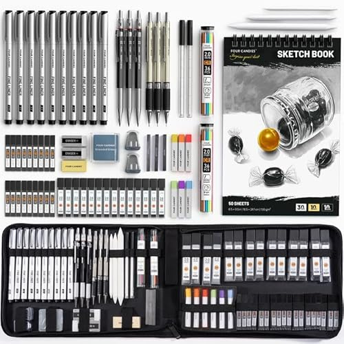 Four Candies 73PCS Advanced Art Supplies Drawing Kit