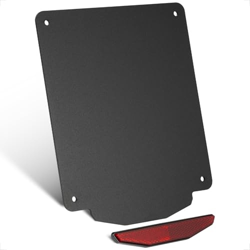 Evermotor Portatarga Moto con Catarifrangente, Fissaggio Sicuro | 180×200mm Universale, Alluminio 3mm, Riflettore 125mm, Leggero, Antivibrazione, Moto, Scooter, Quad, Ciclomotore