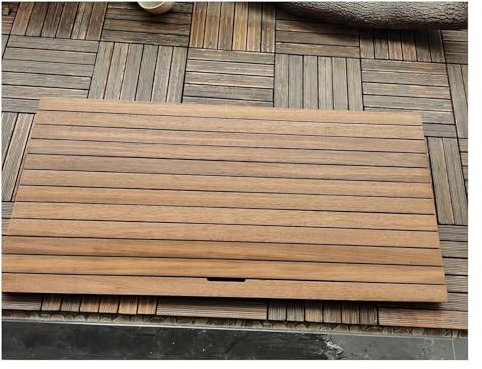 TAIPINGOZ Duschmatte aus Teakholz, Teakholz Badematte, Erhöhter wasserdichter Badezimmerboden innen und außen, Duschen, Mehrzweck-Fußbodenplatte innen(50x70x3.2cm (19.7x27.6x1.2in))