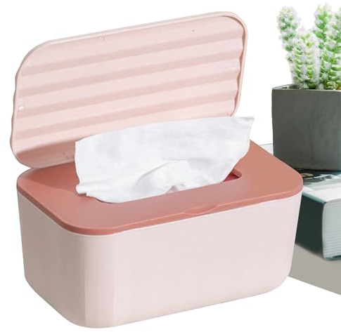 Porta Toallitas - Organizador De Mesa para Pañuelos - Caja Sellable Antipolvo para Guardar en Casa, Viajes o Baño con Organización para Pañales y Cosmética