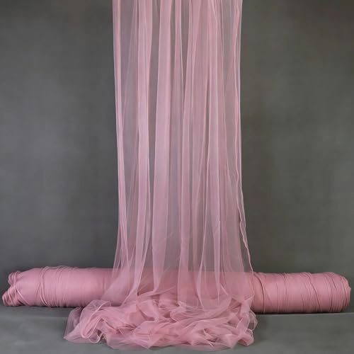 Tüll Stoff für Hochzeit Vorhang,Querbehang Hochzeitsbogen,160 x 1000cm Hochzeitsdeko Gardinen Deko Schals,Tüllstoff zum Nähen Meterware,Kostümstoff,Dekostoff für Fotografie,Party,Zeremonie,Altrosa
