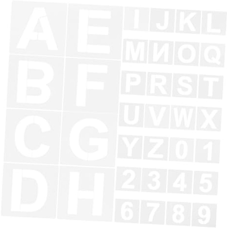 HOMSFOU 72 Pièces Pochoirs Réutilisables Lettres Chiffres Plastique pour Peinture Spray Alignement Facile Portable pour Murs Tissus