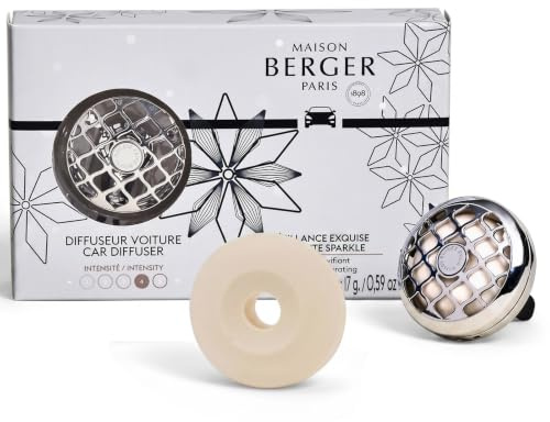 Lampe Berger/Maison Berger – Auto-Lufterfrischer Rosalie aus Metall mit duftender Keramik Pétillance Exquise – Clip für Lüftungsgitter – Lebensdauer 4–6 Wochen