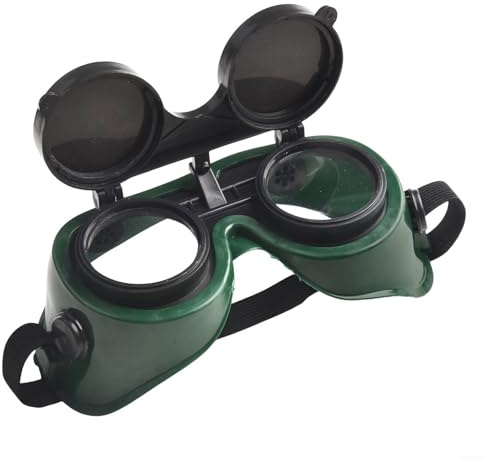 Niceminiwall Gafas de seguridad de soldadura con lente verde antirreflejos, diseño abatible y válvulas de ventilación, gafas protectoras para cortar, moler, trabajar con antorcha y soldar,