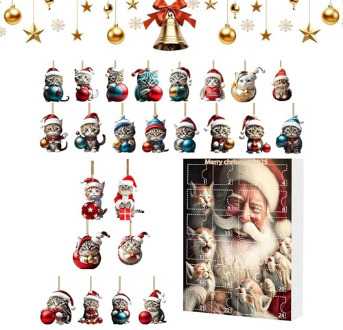 Yaztauho Calendario De Adviento Juguete Navidad 2025, Juguete De Adviento 2025 Con Colgantes De Gato Para Niños, Bonito Colgante Navideño Para Esposa Hermana Amigo Niño