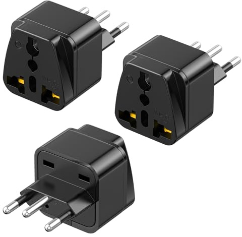 3 Stück Universal Schweiz Reiseadapter Stecker, UK/EU/China/Brasilien/Italien auf Schweiz Adapter, Typ J Adapter, Universal Stecker für Hause, Reise, Schwarz