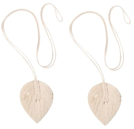 ZUNOXAZ Lazos para Cortinas De Ventana Tejidos De Algodón, Tamaño Mediano, Color Natural Beige, Soporte Ajustable Diseño Bohemio para Sala y Dormitorio, Paquete De 2 Unidades