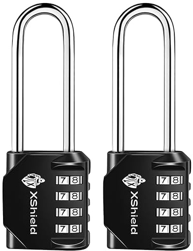 Double Dragon 2-Pack Heavy Duty Combination Padlock | 49mm x 42mm | 4-Digit Resettable Code | Long Hardened Shackles | Weather-Resistant Security Lock for Lockers, Gates, Luggage & Outdoor Use