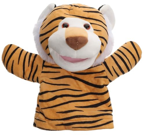 BESPORTBLE Große Tiger handpuppe aus Weichem mit Beweglichem Mund für Puppentheater und Fantasievolles Rollenspiel Kuscheltier tierpuppe für Jungen und Mädchen