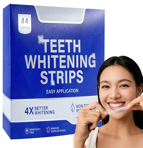 Zahnaufhellung Strips, Teeth Whitening Strips, Zahn Bleaching Set, Zahnaufhellungsstreifen 22 Anwendungen, Perfekte Adhäsion,Enamel-Safe, Schnelles Entfernen Aller Flecken, 44 Streifen