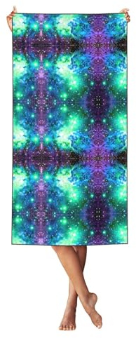 ZTPOWQA Telo mare verde blu viola con stampa galassia per donne uomini bambini vacanza viaggio piscina all'aperto lounge
