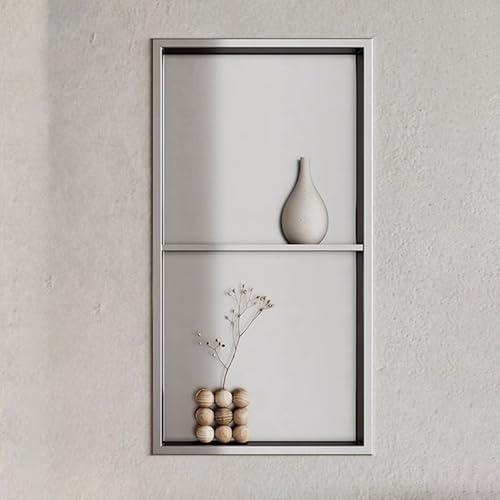 GJHGNFRDK Pared de nicho de ducha inoxidable rebajada, Estante de nicho ducha empotrado acero inoxidable, plateado, 2 niveles/3 niveles for baño y cocina(2-Tier)