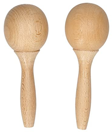 LiebeWH Mini Maracas for Kids Durable Beech Wood Rumba Shaker Pair, Compact Lightweight Percussion Instrument for Party Festival Classroom Event