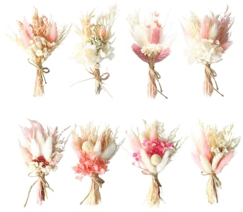 Mini Bouquet Fiori Secchi, 8 Pezzi Mazzi Fiori Secchi Decorativi Naturali