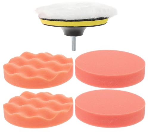 GANAZONO 7pcs 125mm Polishing Sponge Pads for Car Waxing Buffing Machine Accessories Sturdy Polished Sponge Cushions for Automotive Body Repair and Detailing