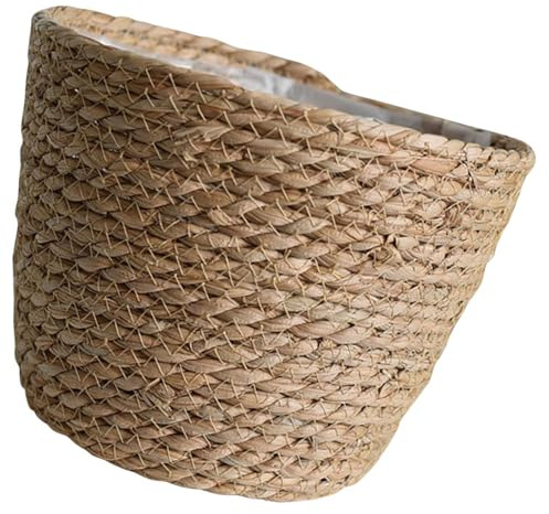 DRESSOOS Maceta Cesta Tejida para Plantas de Interior y Flores con Revestimiento Plástico, Ligera y Decorativa para Hogar y Almacenamiento Práctico