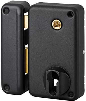 THIRARD - Cerradura de Superficie Vertical de Doble Entrada con Manija para Puerta Principal - Izquierda - Eje 45 mm - 75 x 130 mm - Negro - Caja y Contrachapado de Acero - Mecanismo de 2 Vueltas