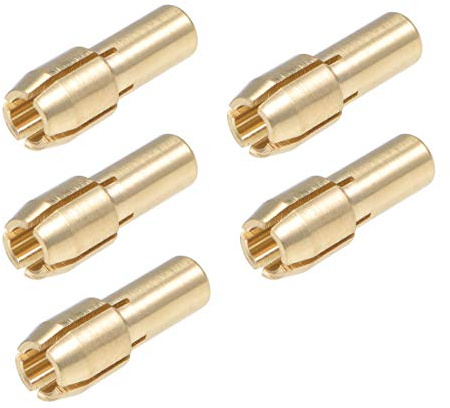 sourcing map 5 Stück Bohrfutter Spannzangensatz 2,5-3,0mm, Messing Bohrer Spannfutter, Heckdurchmesser 4,3mm für Leichtes Zubehör, Hochgeschwindigkeitsbohrer