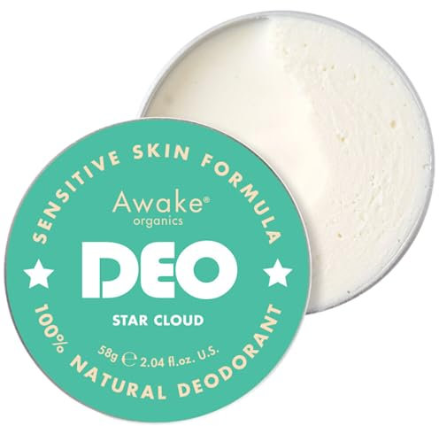 Awake Organics DEO - Natural Plastic Free Deodorant Balm - Star Cloud - Gentle & Unscented for Sensitive Skin - Aluminium Free - Bicarb Free - Vegan - Made in England - 58g