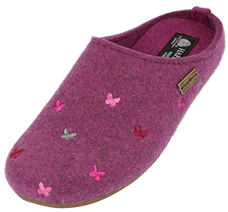 Haflinger Everest Farfalline Pantofole in feltro con farfalle ricamate, Frutti di bosco., 39 EU