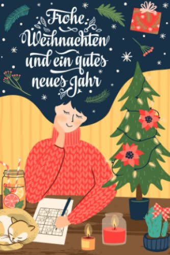 Frohe Weihnachten und ein gutes Neues Jahr: Sudoku Mini Rätselbuch in A6 Format | Passt gut in den Stiefel oder als Füllung für den Adventskalender | ... | Tolle Kleinigkeit für Rätselfreunde