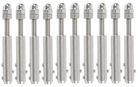 WABTU Drehseilklemmen 10 stücke Handschraube Klemme Drahtseil 4mm Gewindebolzen Spannung Endbeschlag Madenschraube Schrauben Schnalle for Treppendeck Pfosten DrahtseilhüLsen (Size : for 4mm Wire)