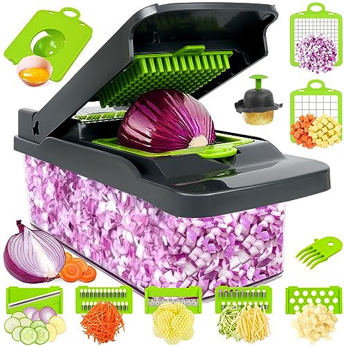 VZOXL 15 in 1 Multifunctional Vegetable Chopper - Newest Design Onion Chopper, Effortlessly Chop, Slice and Dice Veggies