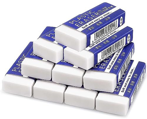 10 Stück Radiergummi, 2B Radiergummi Weich, Einfachheit Radierer, Radiergummi Weiß für Schule, Skizzen, Gemälden, Künsten