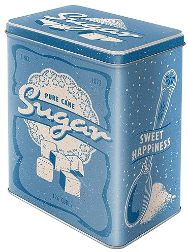 Nostalgic-Art Contenitori in latta retrò L, 3 l, Sugar – Idee regalo per la cucina, scatola grande, design vintage