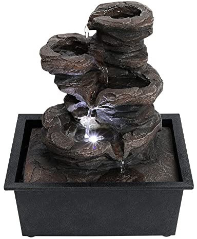 Indoor/Outdoor Garden Water Fountain Outdoor water fountain Realistic Slate Garden Water Feature Outdoor LED Fountain Waterfall ElectricPump for Deck, Patio, Porch, Yard Decor Decoration
