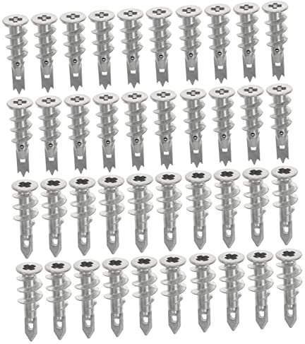 Mobestech 100pcs Zinc Alloy Drywall Anchors Heavy Duty Self-drilling Wall Plugs for Gypsum Board Expansion, Triangular Crown Types Assortment for Secure Wall Mounting