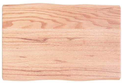 ZEYUAN Schreibtischplatte Hellbraun 60x40x4 cm Massivholz Eiche Tischplatte, Arbeitsplatte, Waschtischplatte, Bürotischplatte