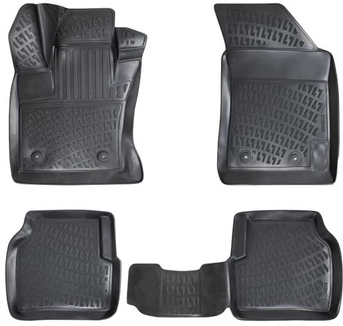 Rizline Passgenau 3D Fussmatten Kompatibel mit Jeep Compass 2. Gen. ab 2017 Passgenau Gummimatten Auto Zubehör 1. und 2. Reihe TPE Allwetter Geruchlos rutschfest Vorne & Hinten