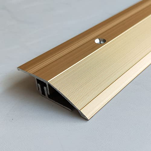 Kantenanleimstreifen Bodenübergangsleiste mit Schlitzsockel Schwellenleiste aus Holzfliesen für Türen unebene Böden Bodentrennleisten aus Aluminium (Farbe: Gold)