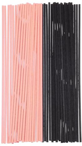 sourcing map 100Pcs Reed Diffuser Sticks Set, Fiber Fragrance Flower Reed Diffuser Replacement Refill Sticks Flower Decor for Home, Hotel, Office (Pink Black)