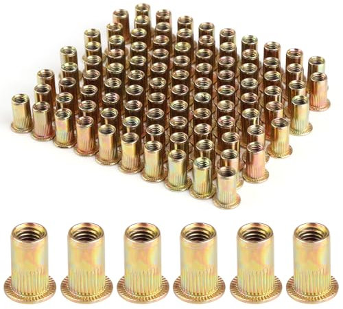 100 Pezzi Rivetti Filettati M5, Dado Filettato per Rivetto In Acciaio al Carbonio Q235, M5 x 13mm Dado a Testa Piatta Rivetto, Dadi per Rivetti Ciechi per Piastre Metalliche, Tubi