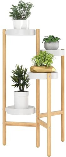 UUE Blumenständer, Pflanzenständer Holz, 4 Ebenen Pflanzenregal, 78cm Höhe Pflanzenständer Outdoor, Blumenbank für Mehrere Pflanzen, Balkon Deko, Deko Wohnzimmer, Korridor, Hof, Büro