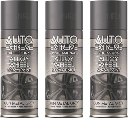 HitlineUK 3 x 400ml Grey Alloy Wheel Spray Paint | Enamel | High-Gloss | Corrosion Resistant | Restore & Refurbish Alloy Wheels