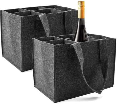 WYYFXY® 2 Stück Flaschentasche 6 Flaschen, Männerhandtasche Bier Filztasche mit Fächern Flaschenträger Flaschenkorb Filz für Party Reise Picknick