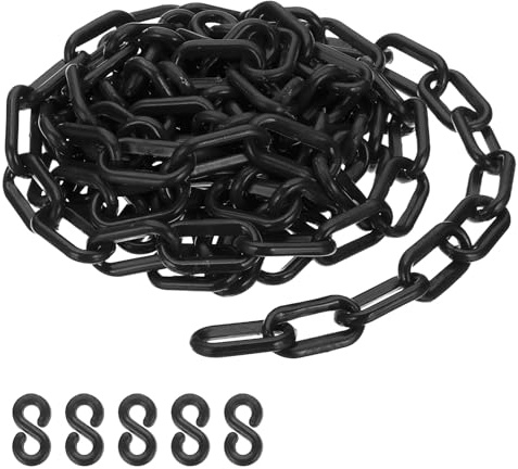 PATIKIL Schwarze Kunststoffkette, 10 ft 6mm Absperrkette Sicherheitsbarriere für Warnsicherheit Parkplatz, Personenkontrolle Zaun Tor Konzert Baustelle Absperrung Von Flächen