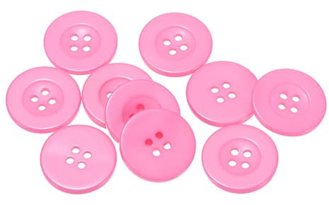 QUARKZMAN 10 Stück Knöpfe 25mm Bastelknöpfe Rosa Nähknöpfe Harz Rund Flach 4-Loch Kunststoffknöpfe für Nähen DIY Handwerk Scrapbooking Dekorieren Kleidung Mänteln Blusen Hemden