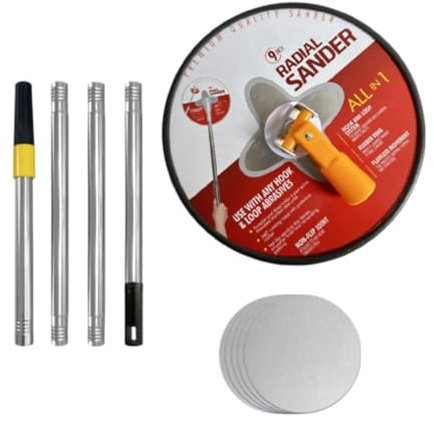 Colcolo Drywall Pole Sander Handheld Round Drywall Polishing Sanding Tool, Sandpaper 80 100 120 180 240 Grit, Wall Sander, 360 Degree Rotation, Adjustable length, Sanderfor Dry Wall Walls and Ceilings