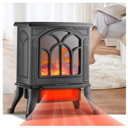 WXJHNYBS 1800W Cheminee Electrique ， Mise Hors Tension Automatique en Cas De Surchauffe Chauffage Dappoint Electrique Simuler Une Flamme 3D Verre Trempé Radiateur Électrique Chambre À Coucher Bureau