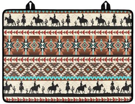 LACIYISON Aztec Cactus Horse Print Stove Top Covers for Electric Stove, American Tribal Glass Stove Top Cover Protector, Thick Cooktop Protector, Heat Resistant Range Ceramic Stove Top Covers Mat